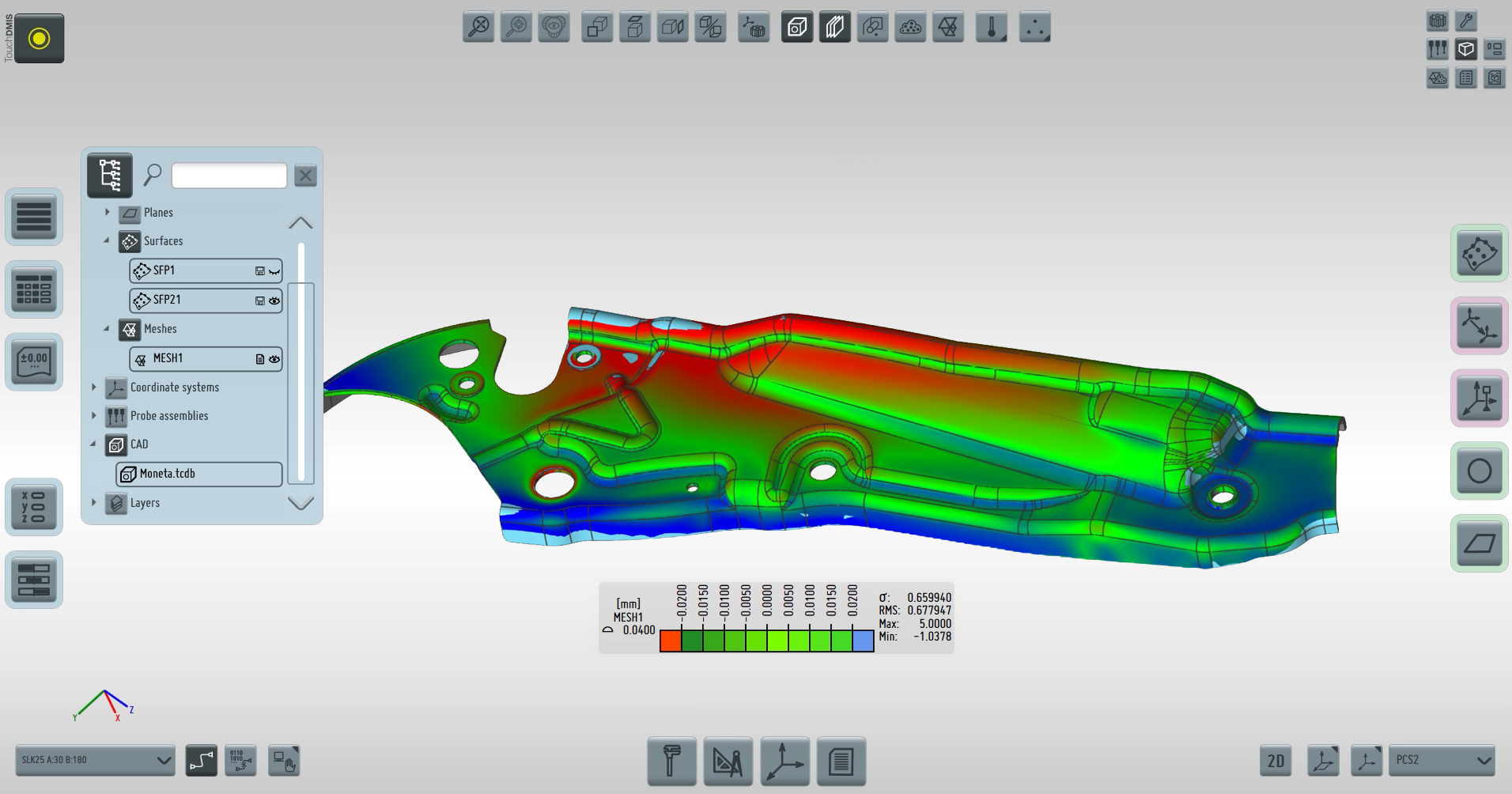 TouchDMIS Laser scanner colour map